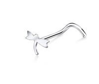 Dragonfly Shaped Silver Curved Nose Stud NSKB-137